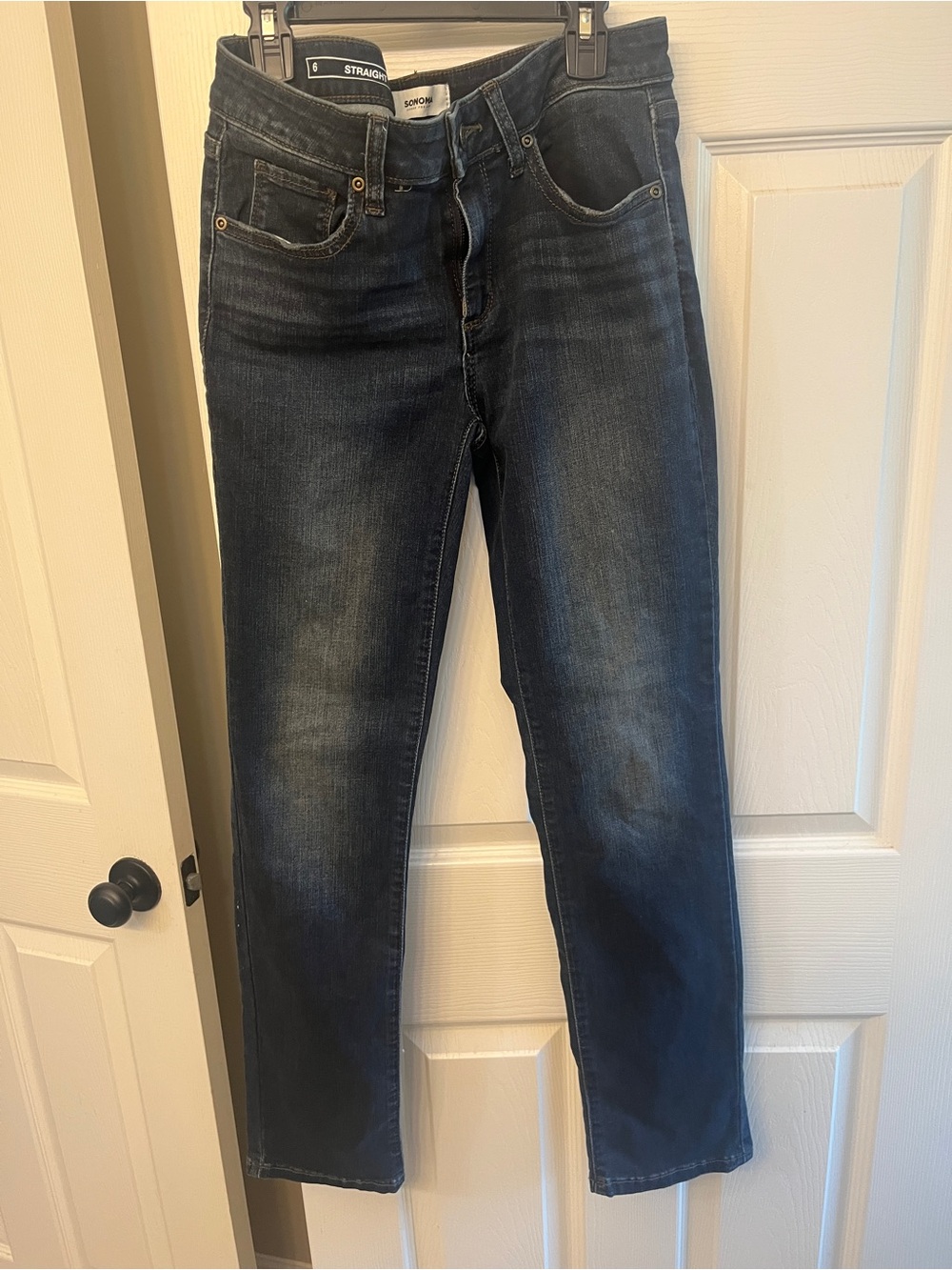 Sonoma Dark Blue Straight Leg Jeans size 6. Never worn.
